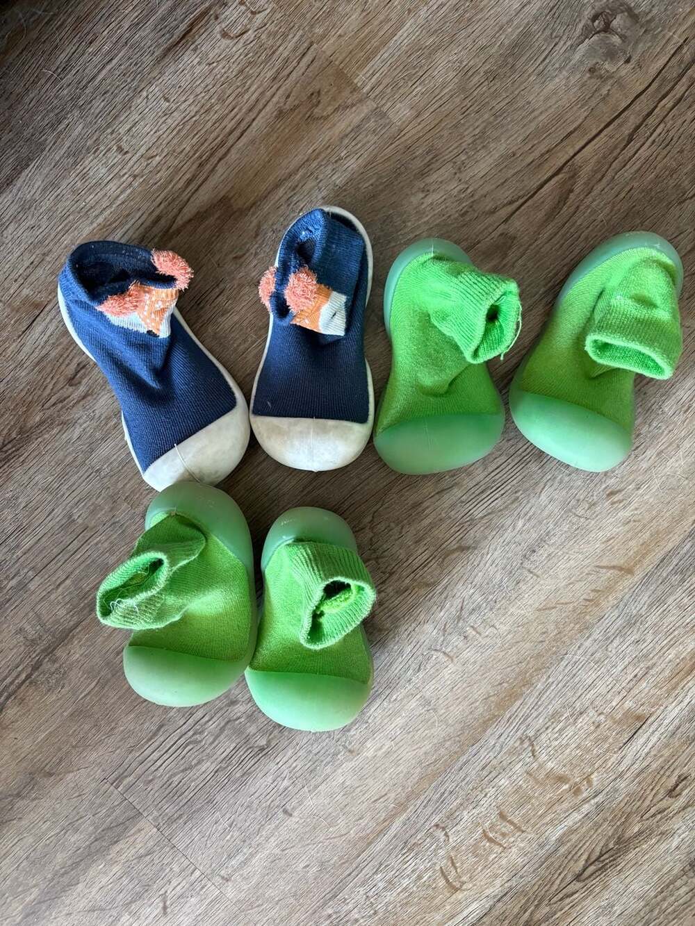 Baby Toddler Walking Sock Shoes Bundle 3 Pairs Fox & Green Size XXL 14.5cm